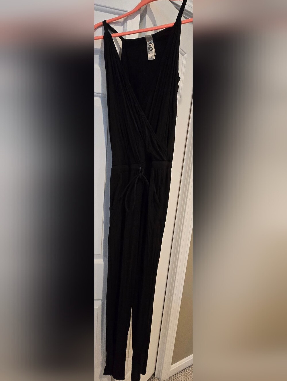 NWOT GO Couture Black Drawstring Jumpsuit, Women's S - Picture 3 of 7